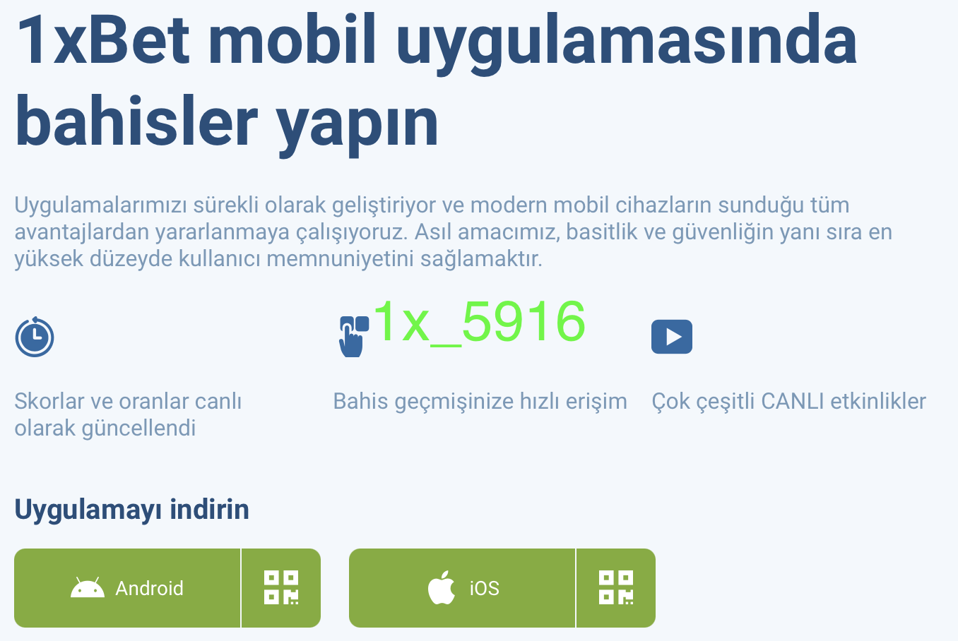 1xBet Türkiye mobil uygulama